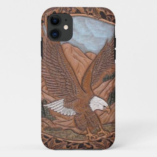 Western country tooled leather Vintage Eagle iPhone 11 Case