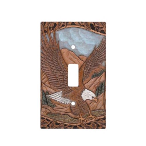 Western country tooled leather Vintage Eagle Light Switch Cover
