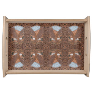 Western country tooled leather Vintage Eagle Serving Tray