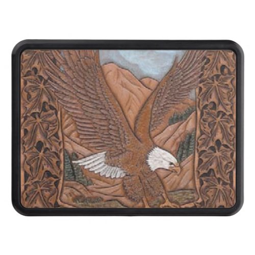 Western country tooled leather Vintage Eagle Tow Hitch Cover