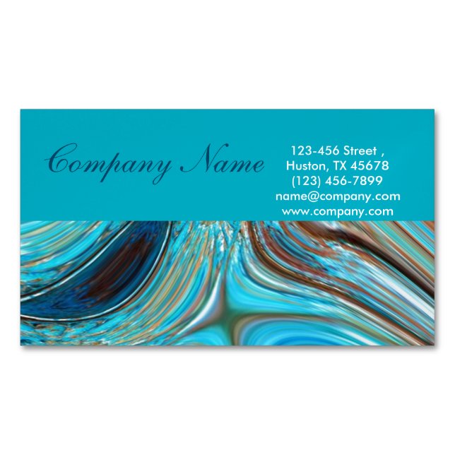western country turquoise swirls watercolor business card magnet (Front)