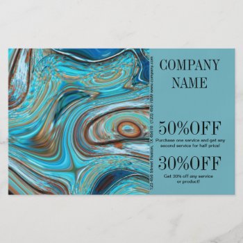 Western Country Turquoise Swirls Watercolor Flyer by businesscardsdepot at Zazzle