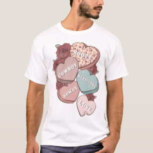 Western Country Valentine's Day Hearts T-Shirt