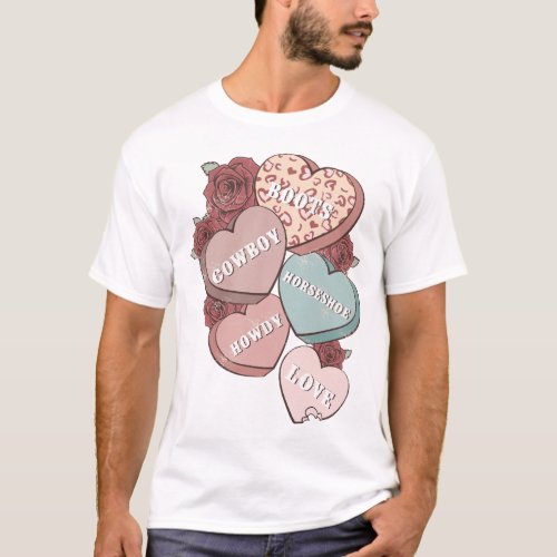 Western Country Valentines Day Hearts T_Shirt