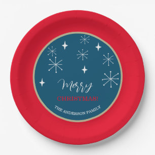 Western Country Village Snow Christmas Paper Plates