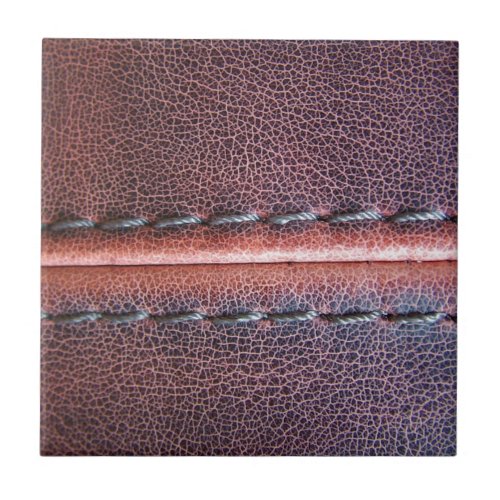 western country Weathered brown stitched leather Tile