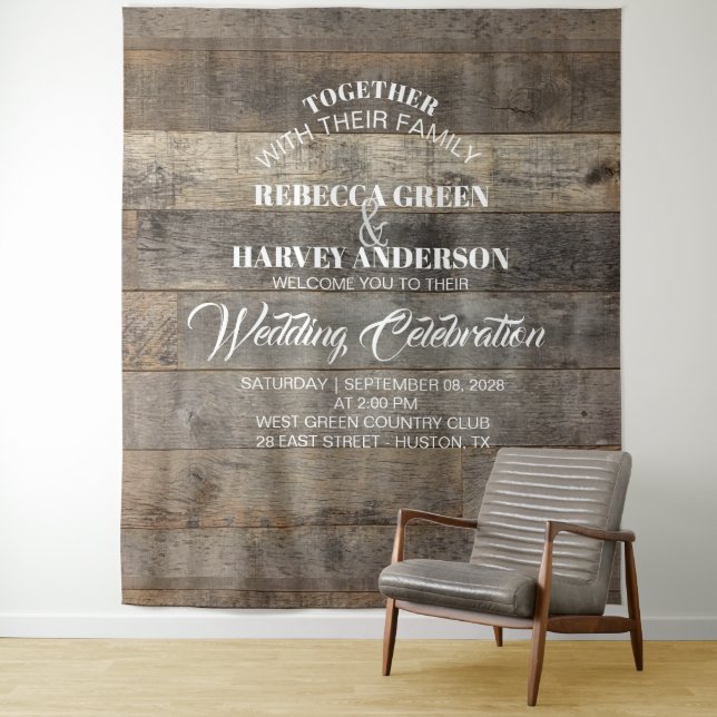 western country woodgrain barn wedding backdrop (In Situ)