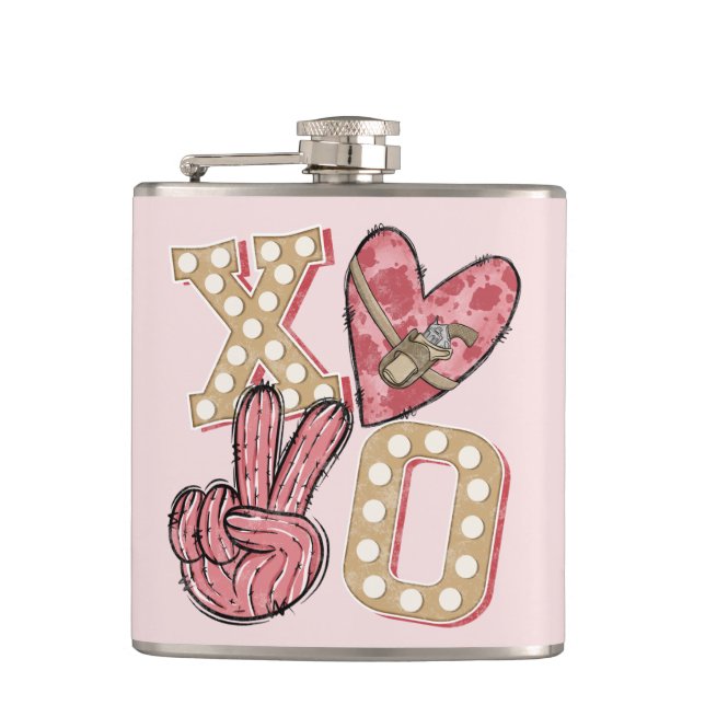 Western Country Xoxo | Hugs and Kisses Flask (Front)
