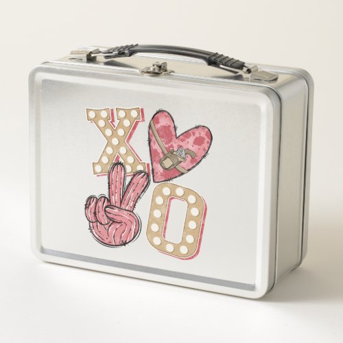 Western Country Xoxo  Hugs and Kisses Metal Lunch Box