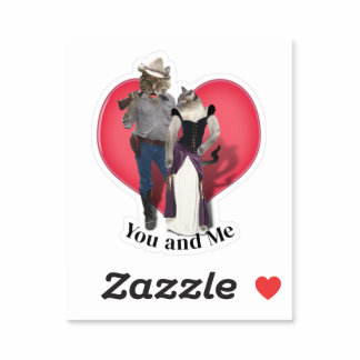 Western Couple Cowboy Cat Sticker