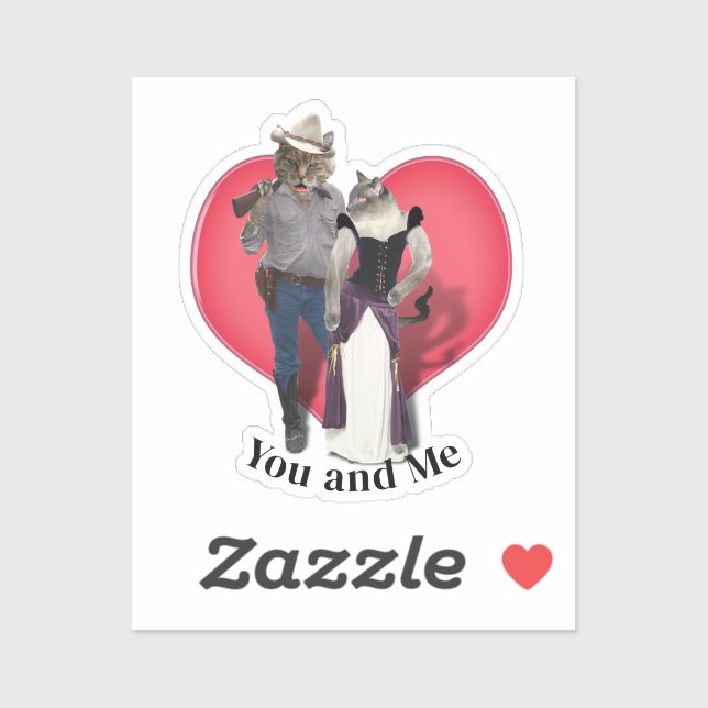 Western Couple Cowboy Cat Sticker (Sheet)