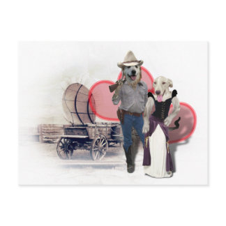 Western Couple Cowboy Dog Postcard