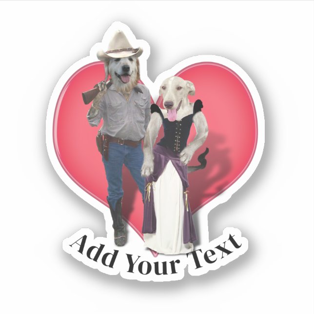 Western Couple Cowboy Dog Sticker (Front)