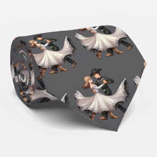 Western Couple Dancing Waltz  Neck Tie