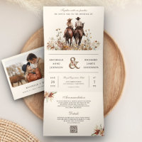Western Couple Riding Horse All in One Wedding