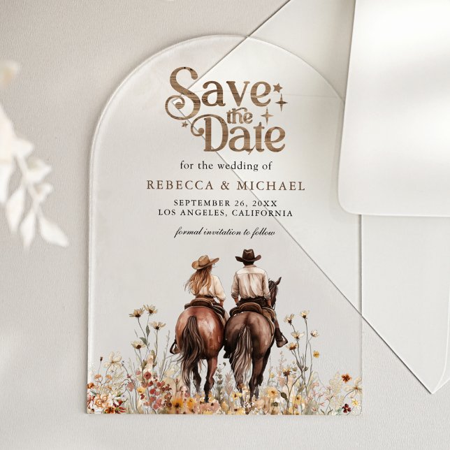 Western Couple Riding Horse Wedding Save the Date (Creator Uploaded)