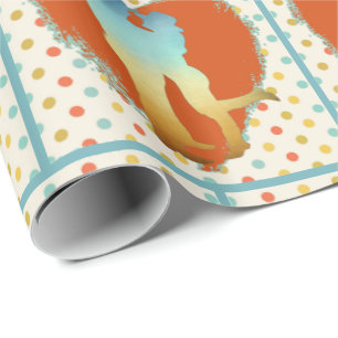 Western Couple With Heart And Polka Dots Wrapping Paper