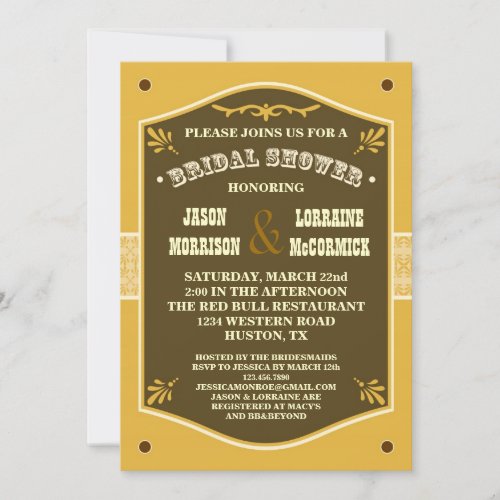 Western Couples Bridal Shower Invitation