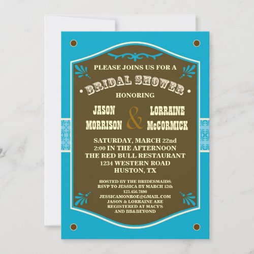 Western Couples Bridal Shower Invitation