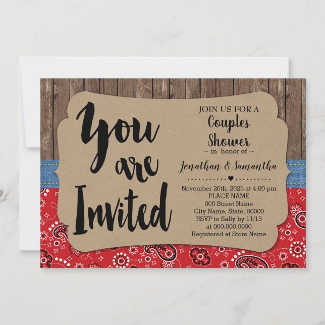 Western couples shower country wedding invitation (Front)