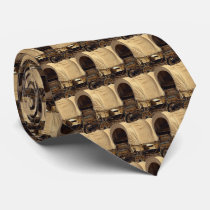 Western Covered Wagon Cowboy Trail Ride Neck Tie