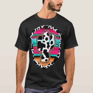 Western Cow Cactus Leopard Cheetha Serape Turquois T-Shirt