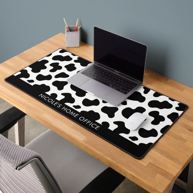 Western Cow Print Southern Office Business Name Desk Mat (Office 2)