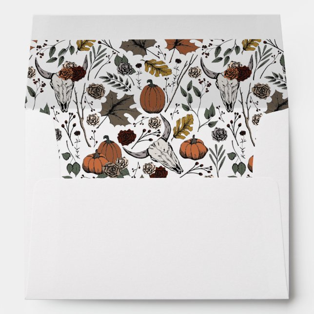 Western Cow Skull Fall Harvest Pattern Envelope (Back (Bottom))