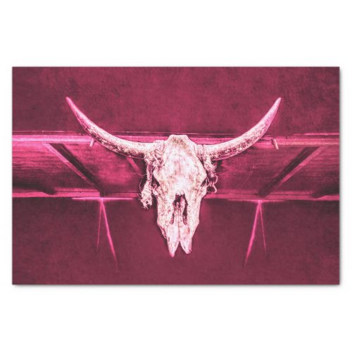 Western Cow Skull Red White Grunge Texture Tissue Paper
