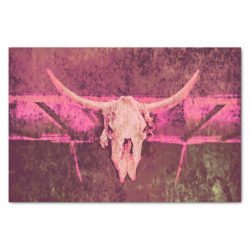 Western Cow Skull Tribal Pink Girly Grunge Texture Tissue Paper