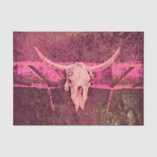 Western Cow Skull Tribal Pink Girly Grunge Texture Tissue Paper