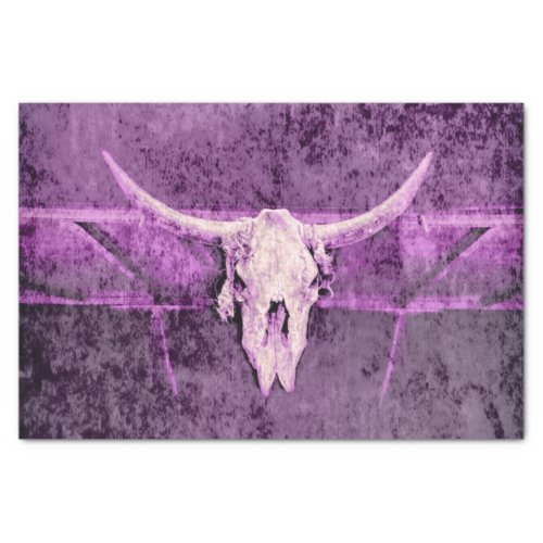 Western Cow Skull Tribal Purple Girly Grunge Tissue Paper