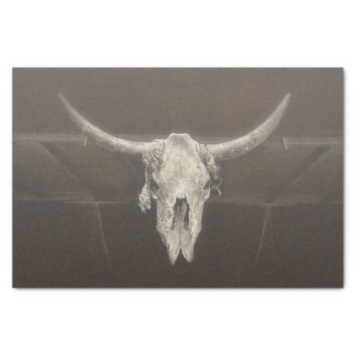 Western Cow Skull Vintage Faded Brown Texture Tissue Paper