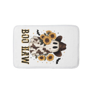 Western Cow Spot Spooky Ghost Boo Haw Bath Mat