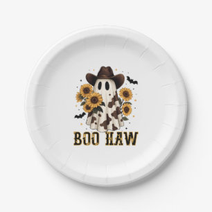 Western Cow Spot Spooky Ghost Boo Haw Paper Plates