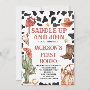 Western Cowboy 1st Rodeo Birthday Party Invitation