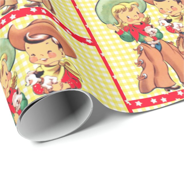 Western Cowboy And Cowgirl Kids Gift Wrapping Wrapping Paper (Roll Corner)