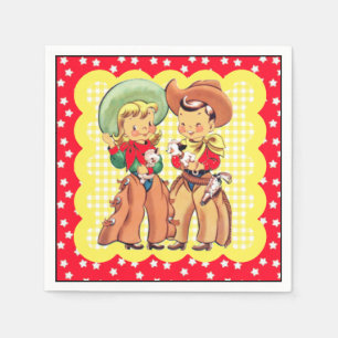 Western Cowboy And Cowgirl Kids Party Napkins