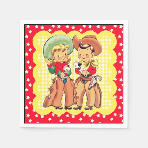 Western Cowboy And Cowgirl Kids Party Napkins