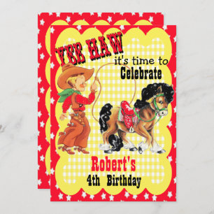 Western Cowboy And Horse Birthday Party Invitatio Invitation