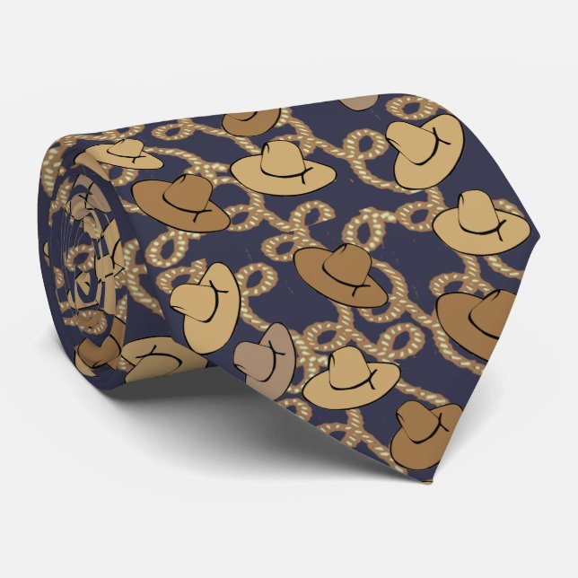 Western Cowboy and Lassos Necktie (Rolled)