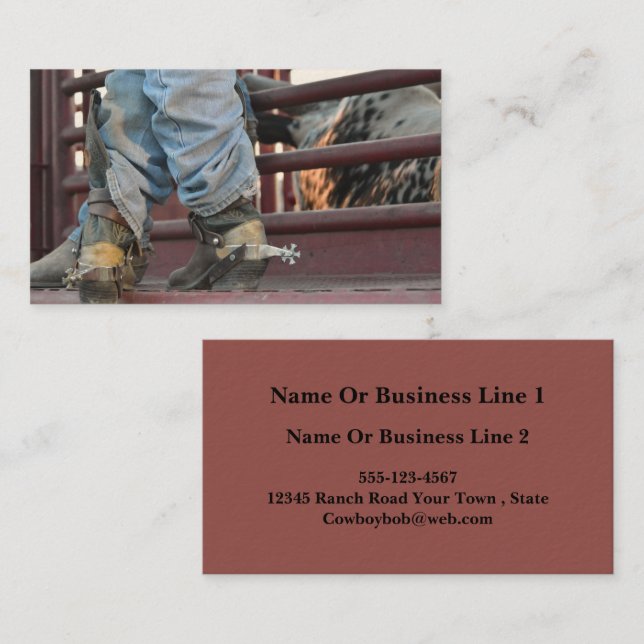 Western Cowboy And Rodeo Bull Business Cards (Front/Back)