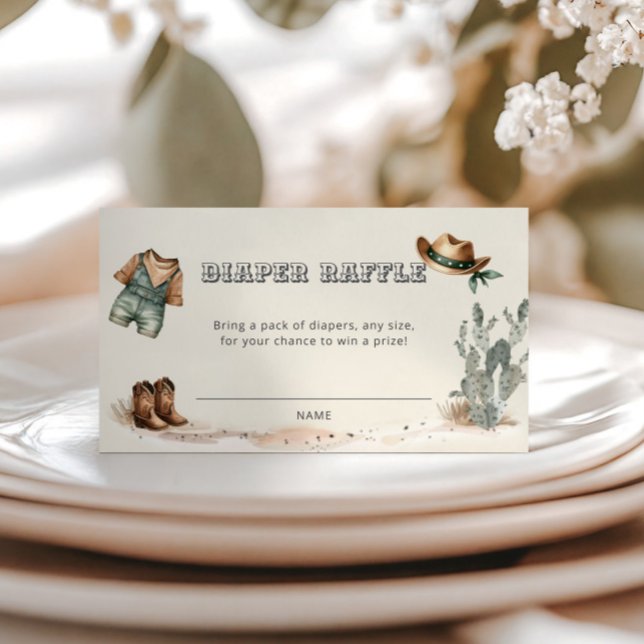 Western Cowboy Baby Shower Diaper Raffle Enclosure Card (Creator Uploaded)