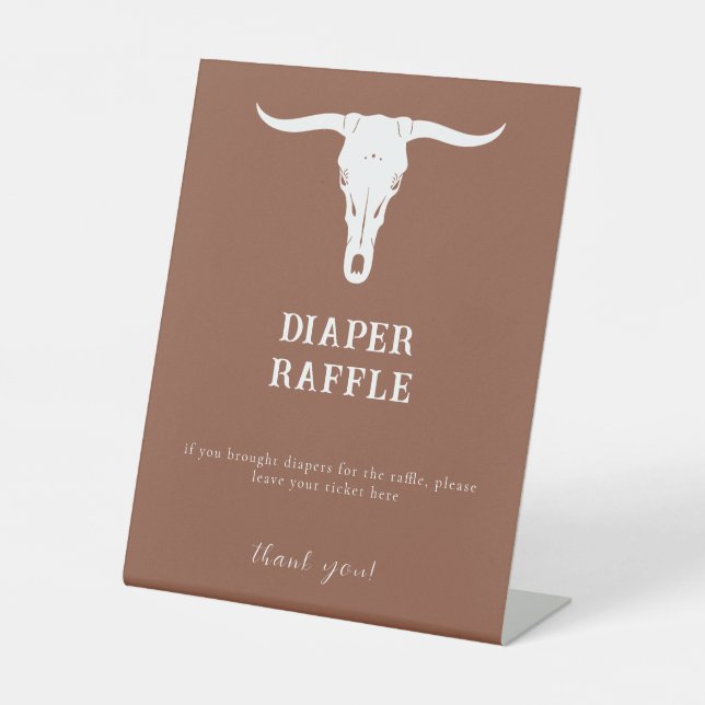 Western Cowboy Baby Shower Diaper Raffle Sign (Front)