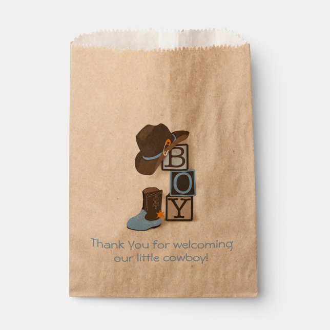 Western Cowboy Baby Shower Favor Bag (Front)