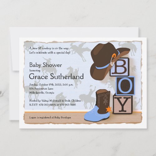 Western Cowboy Baby Shower Invitation