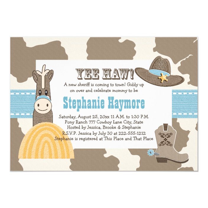 cowboy themed baby shower invitations