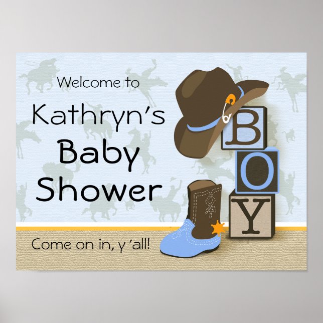 Western Cowboy Baby Shower Sign (Front)