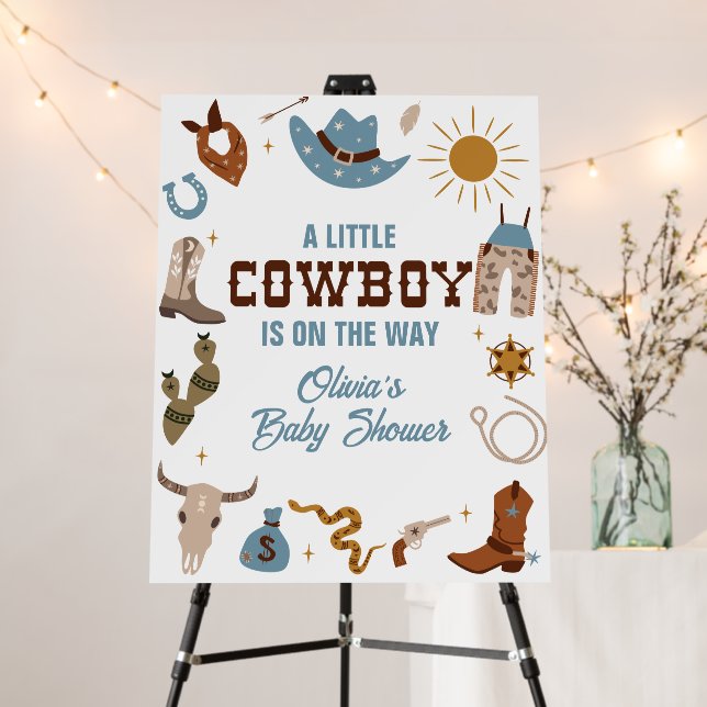 Western Cowboy Baby Shower Sign (In Situ (Stand))