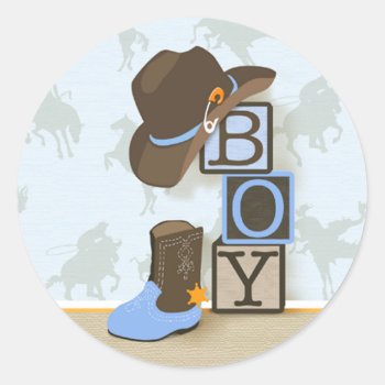 Western Cowboy Baby Shower Sticker by NaptimeCards at Zazzle